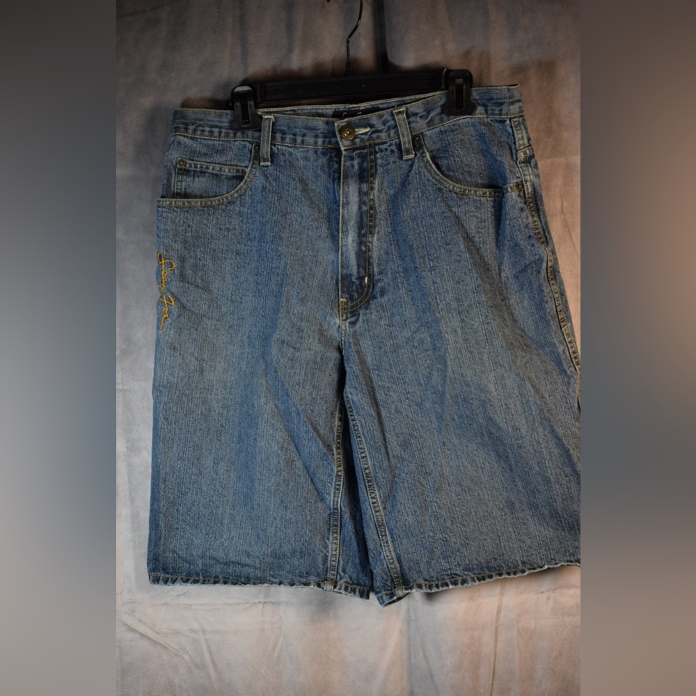 VINTAGE Sean John Shorts Mens 32 Blue Jean Denim Baggy Dark Wash Y2K